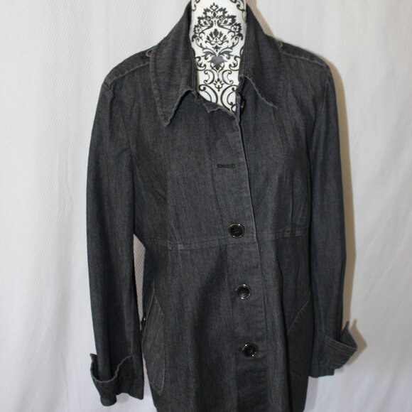 Kenar Jackets & Blazers - Kenar Sport Coat Jacket Blazer Gray Denim Pleated Size XL Pre-Loved EUC